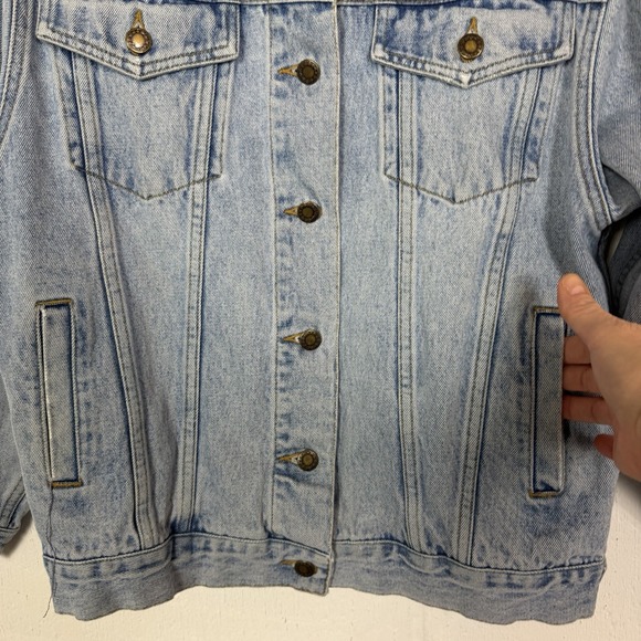 VTG Moda Int'l Denim Jean Jacket 90s Y2K Oversized Baggy Skater Street Grunge XS - Picture 4 of 15
